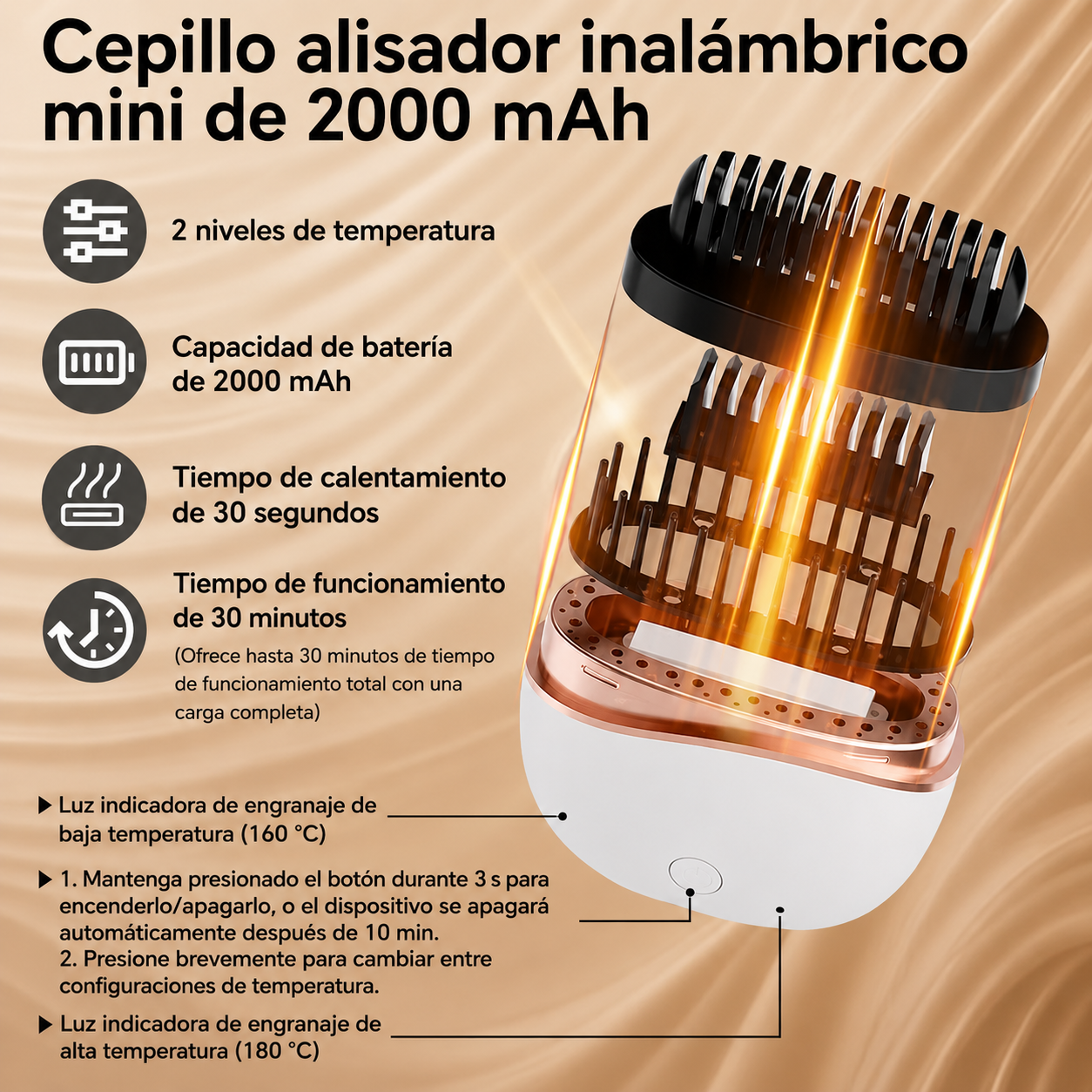 VELLÉ Mini Peine Alisador Portatil