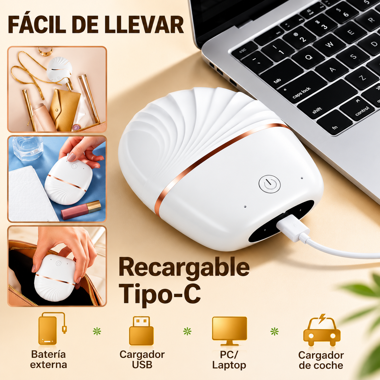VELLÉ Mini Peine Alisador Portatil