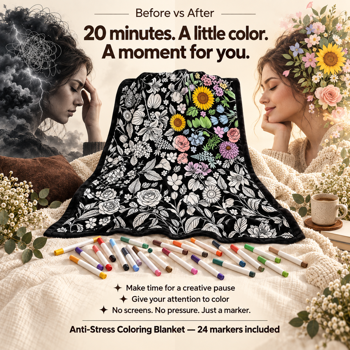 Anti-Stress Coloring Blanket
